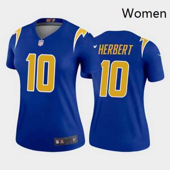 Women Nike Los Angeles Chargers 10 Justin Herbert Blue Alternate Vapor Limited Jersey